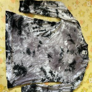PINK long sleeve grey/black tie dye